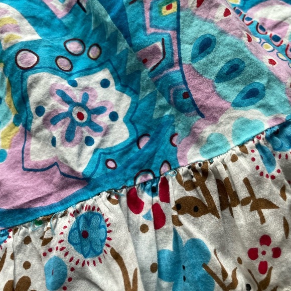 Y2K Smocked Blue Floral Tiered Babydoll Cotton Maxi Dress Medium Cottagecore Fae - Picture 3 of 12